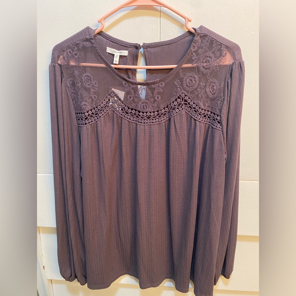 NWT Maurices Long Sleeve Blouse Plum Purple Size 2X